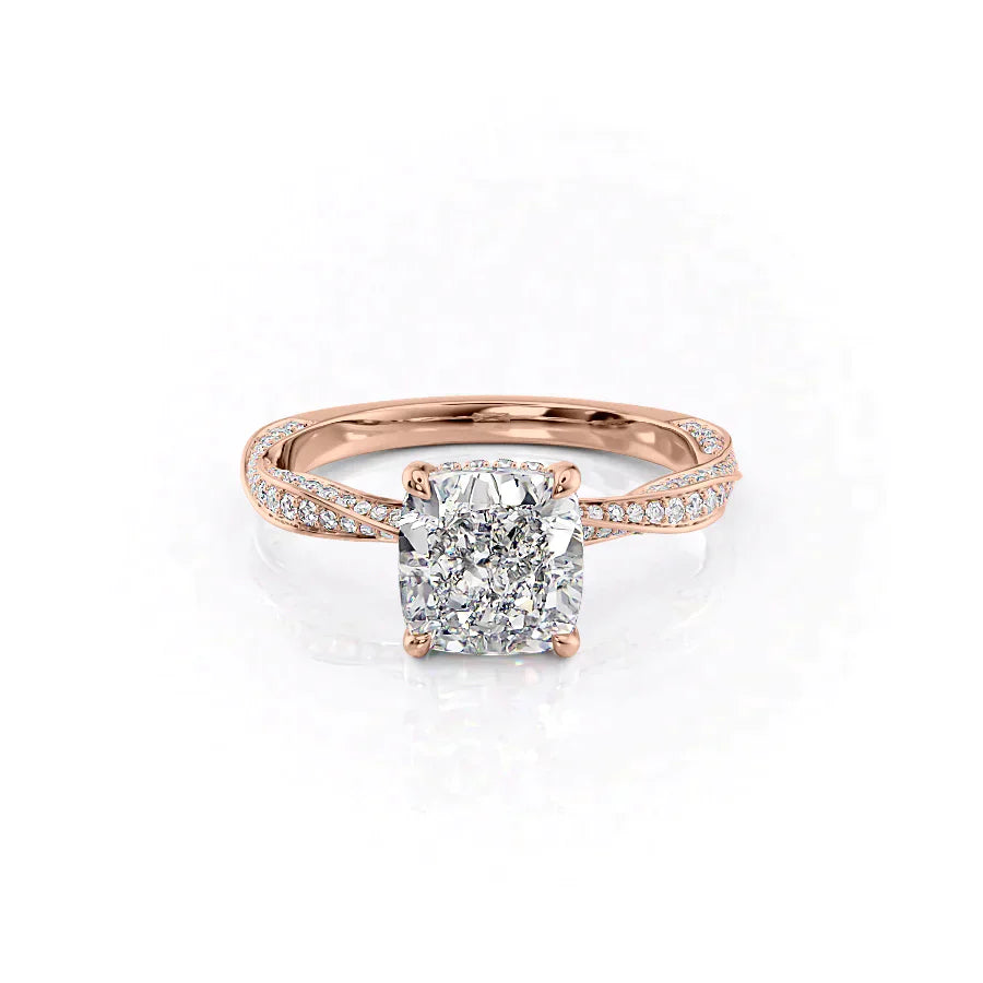 The Caroline Set With A 4.5 Carat Cushion Moissanite
