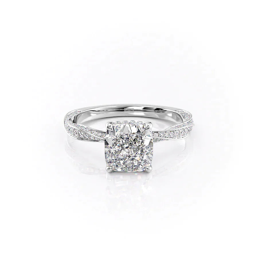 The Caroline Set With A 2 Carat Cushion Moissanite