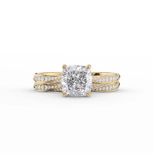 The Caroline Set With A 1.5 Carat Cushion Moissanite