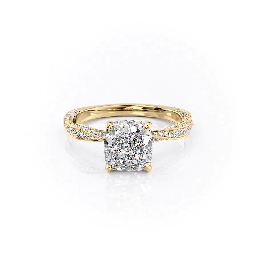 The Caroline Set With A 1 Carat Cushion Moissanite
