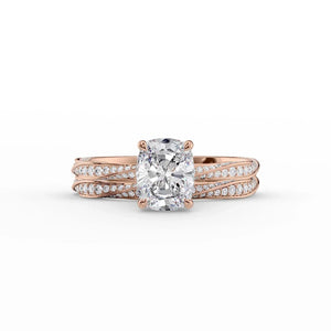 The Caroline Set With A 3 Carat Elongated Cushion Moissanite