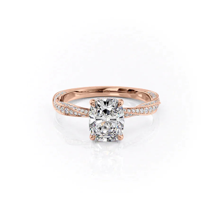 The Caroline Set With A 1 Carat Elongated Cushion Moissanite