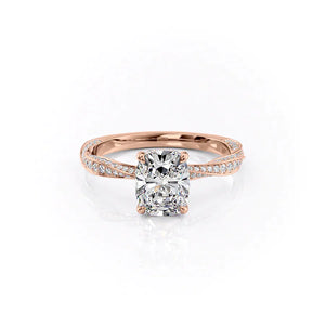 The Caroline Set With A 2 Carat Elongated Cushion Moissanite