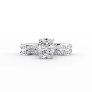 The Caroline Set With A 1.5 Carat Elongated Cushion Moissanite