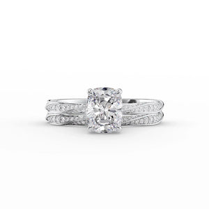 The Caroline Set With A 2 Carat Elongated Cushion Moissanite