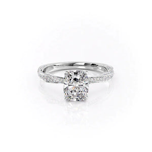 The Caroline Set With A 2 Carat Elongated Cushion Moissanite