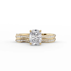 The Caroline Set With A 4.5 Carat Elongated Cushion Moissanite