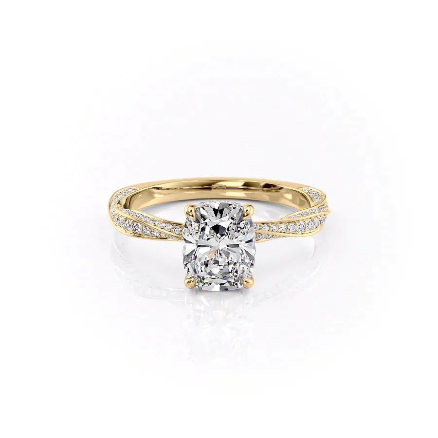 The Caroline Set With A 5 Carat Elongated Cushion Moissanite