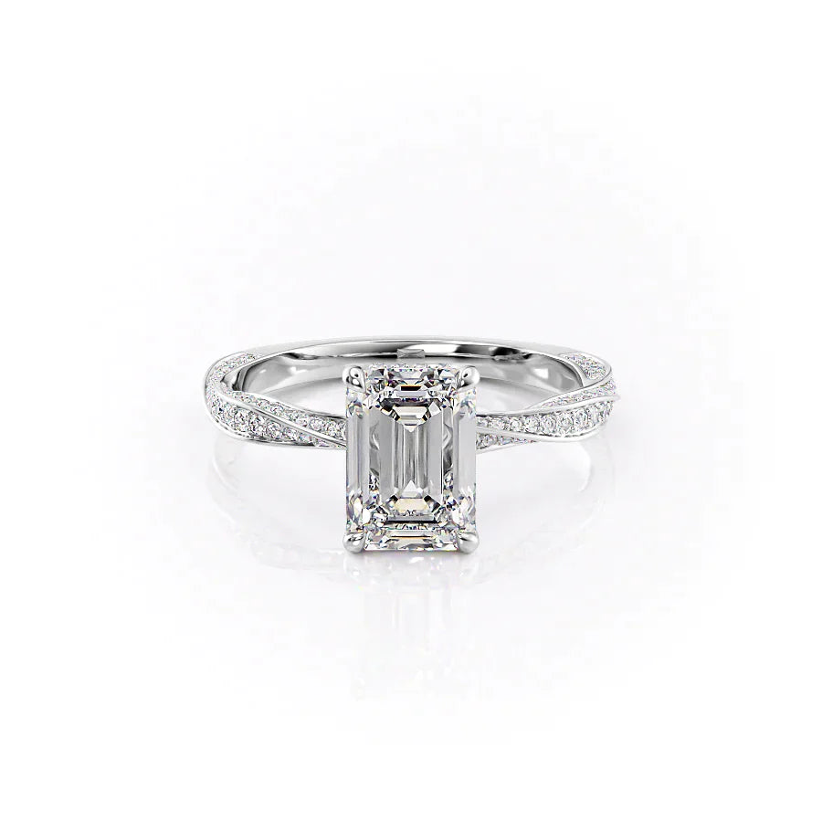 The Caroline Set With A 2.5 Carat Emerald Moissanite