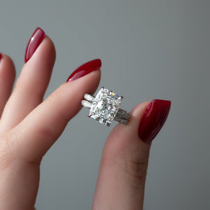 The Caroline Set With A 2 Carat Elongated Cushion Moissanite