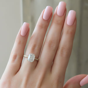 The Caroline Set With A 2 Carat Elongated Cushion Moissanite