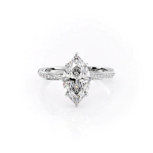 The Caroline Set With A 5 Carat Marquise Moissanite