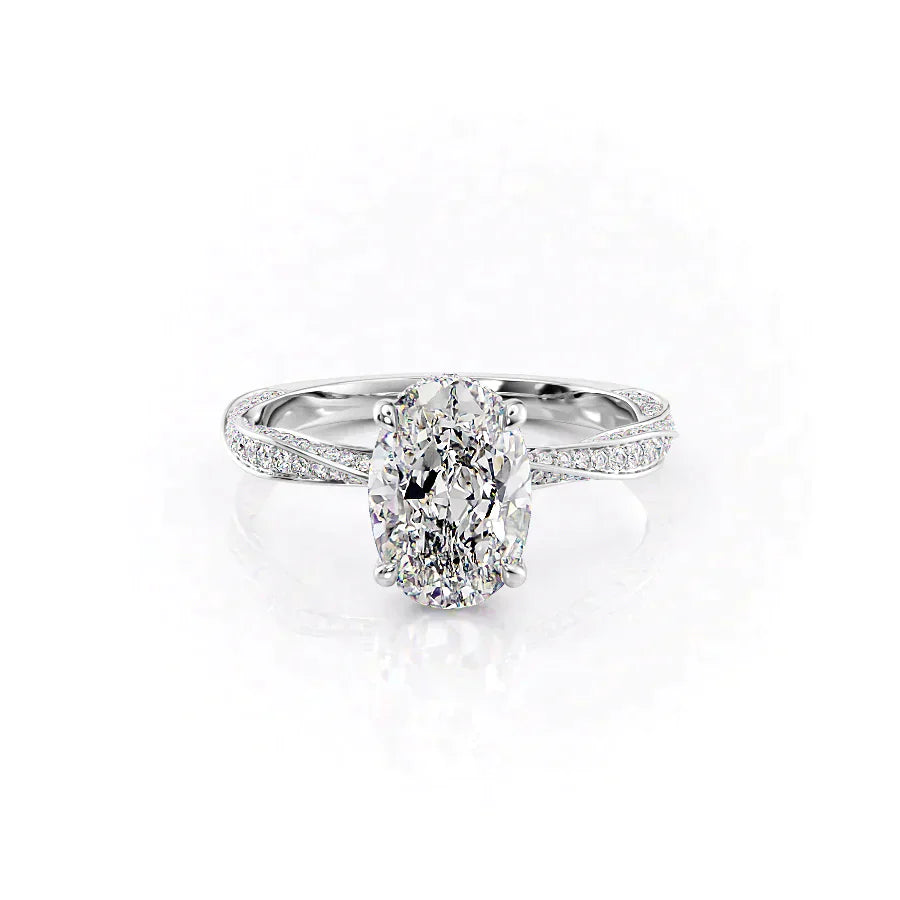 The Caroline Set With A 3.5 Carat Oval Moissanite