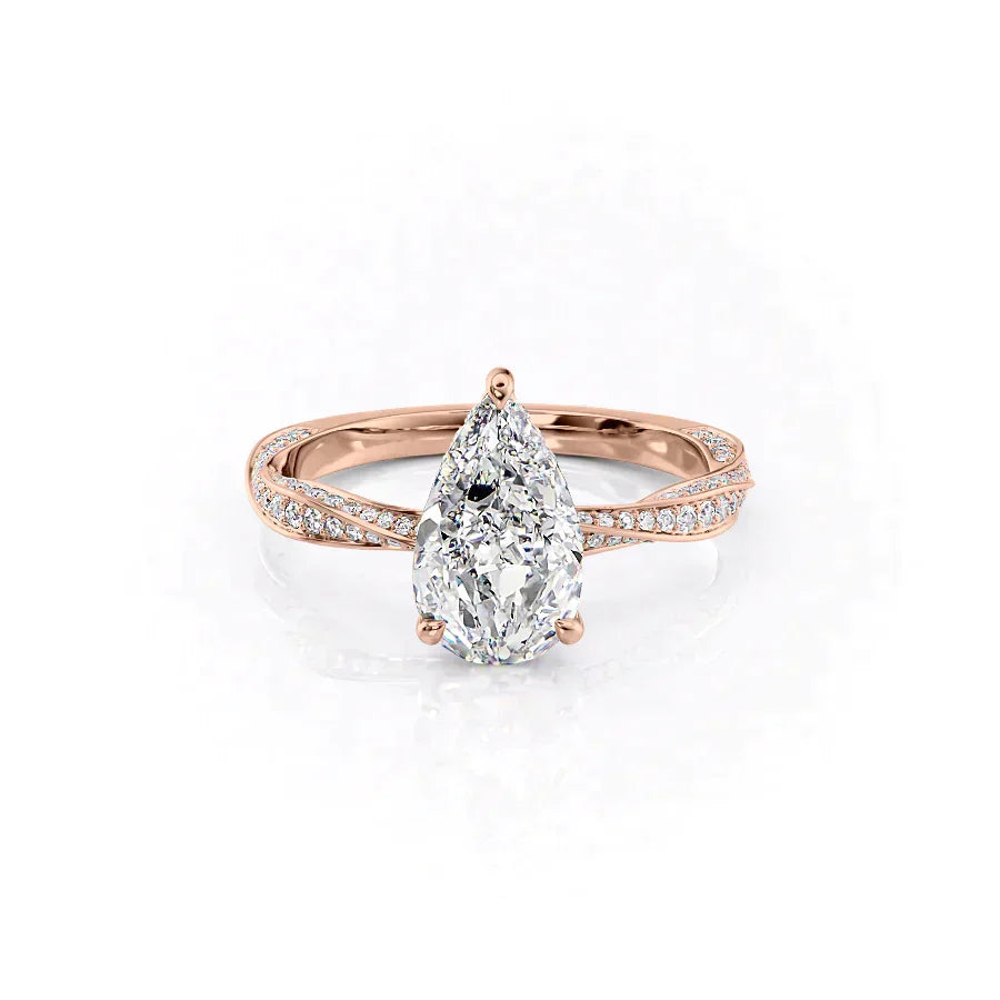 The Caroline Set With A 2.5 Carat Pear Lab Diamond