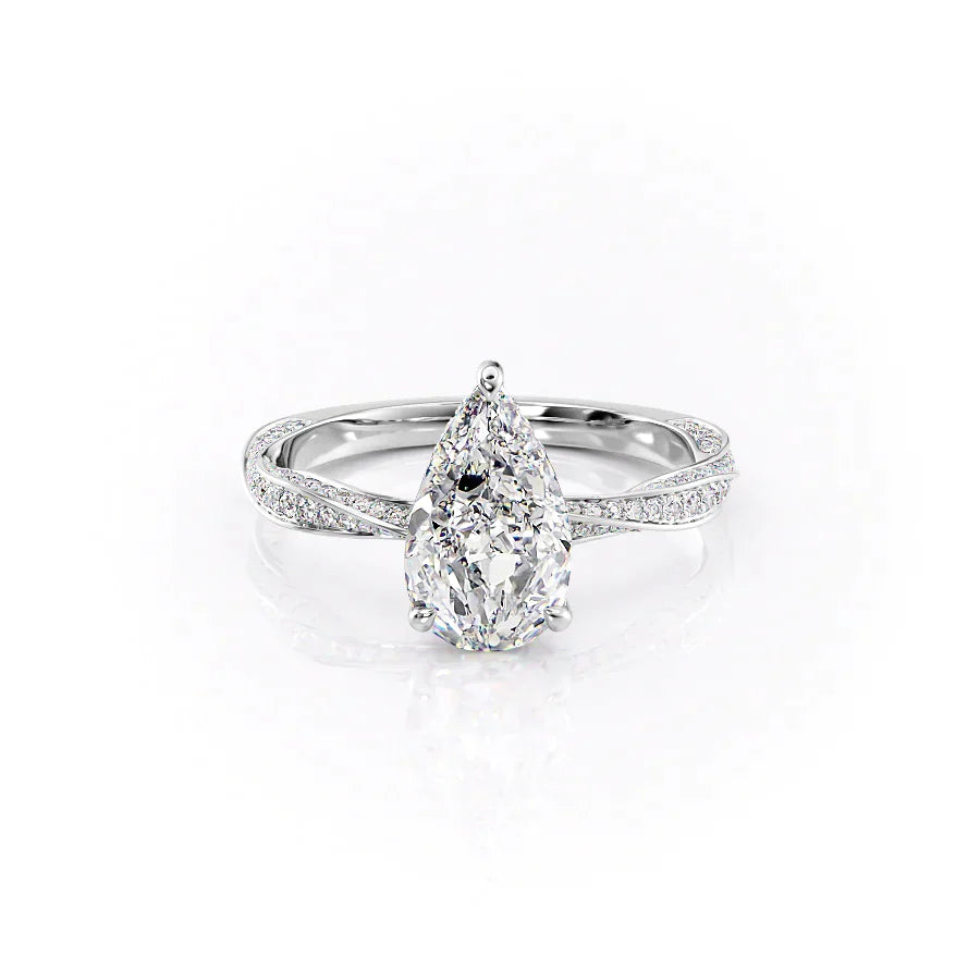 The Caroline Set With A 3 Carat Pear Moissanite