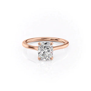 The Lexie Set With A 2.5 Carat Elongated Cushion Moissanite