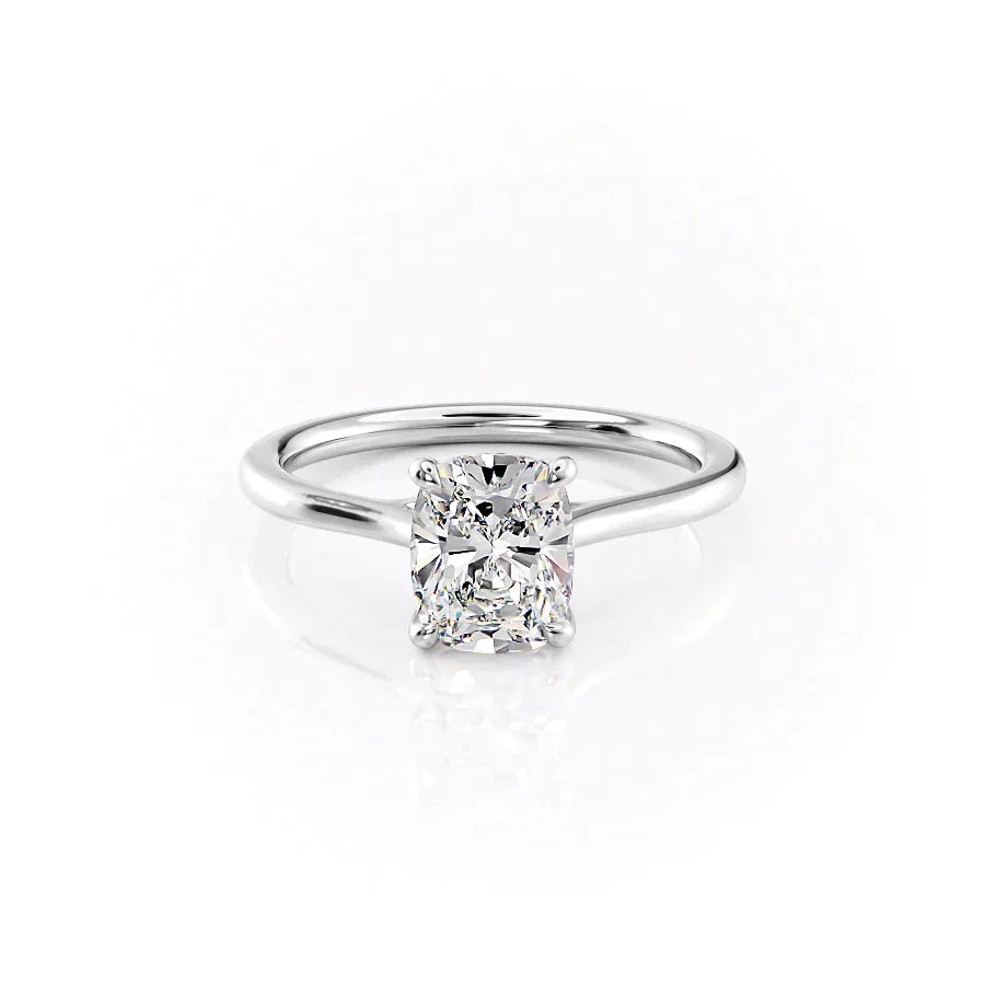 The Lexie Set With A 3.5 Carat Elongated Cushion Moissanite