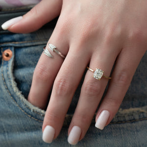 The Lexie Set With A 2 Carat Elongated Cushion Lab Diamond