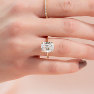 The Lexie Set With A 2 Carat Elongated Cushion Lab Diamond