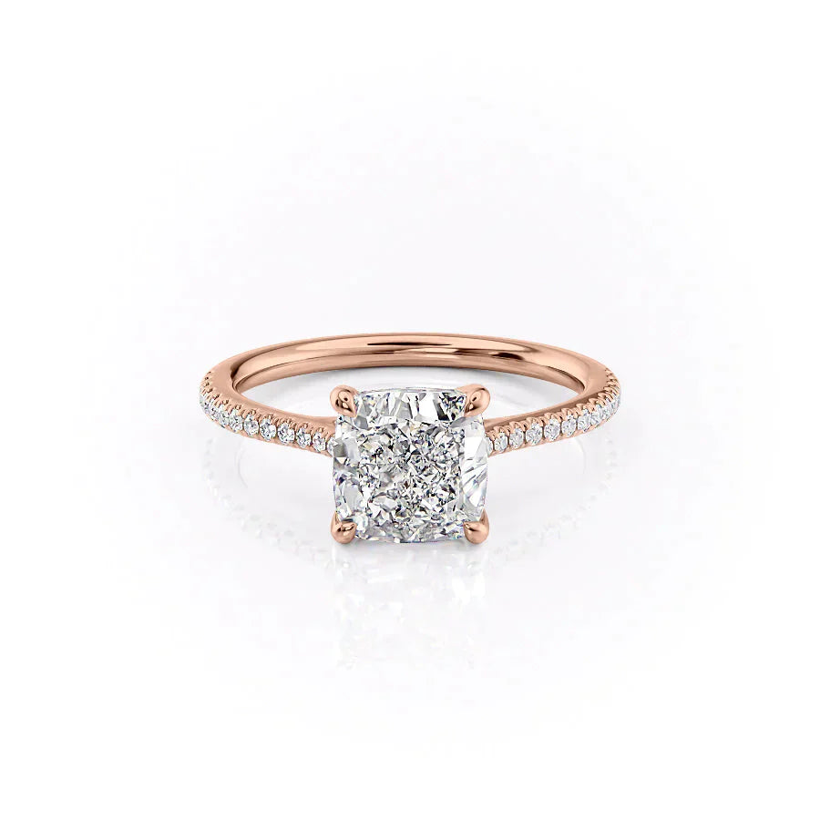 The Pave Lexie Set With A 3.5 Carat Cushion Moissanite