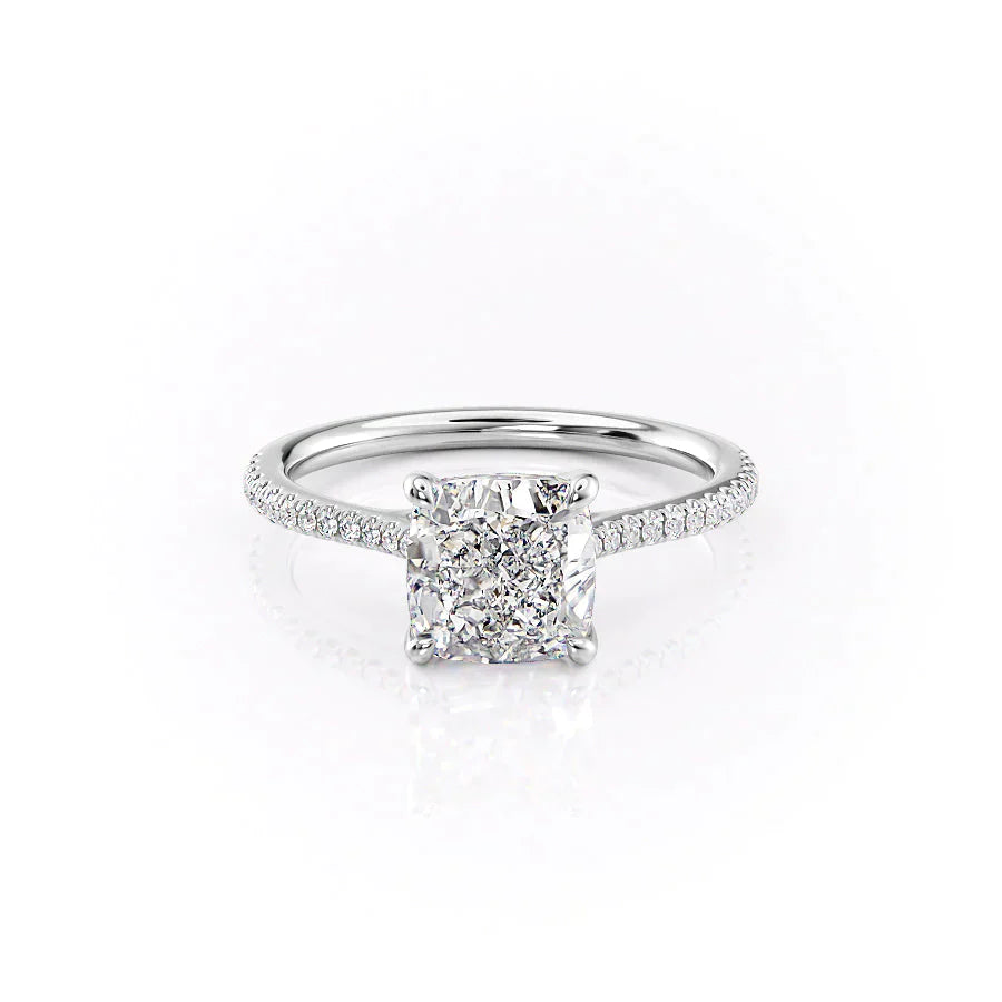 The Pave Lexie Set With A 2 Carat Cushion Lab Diamond