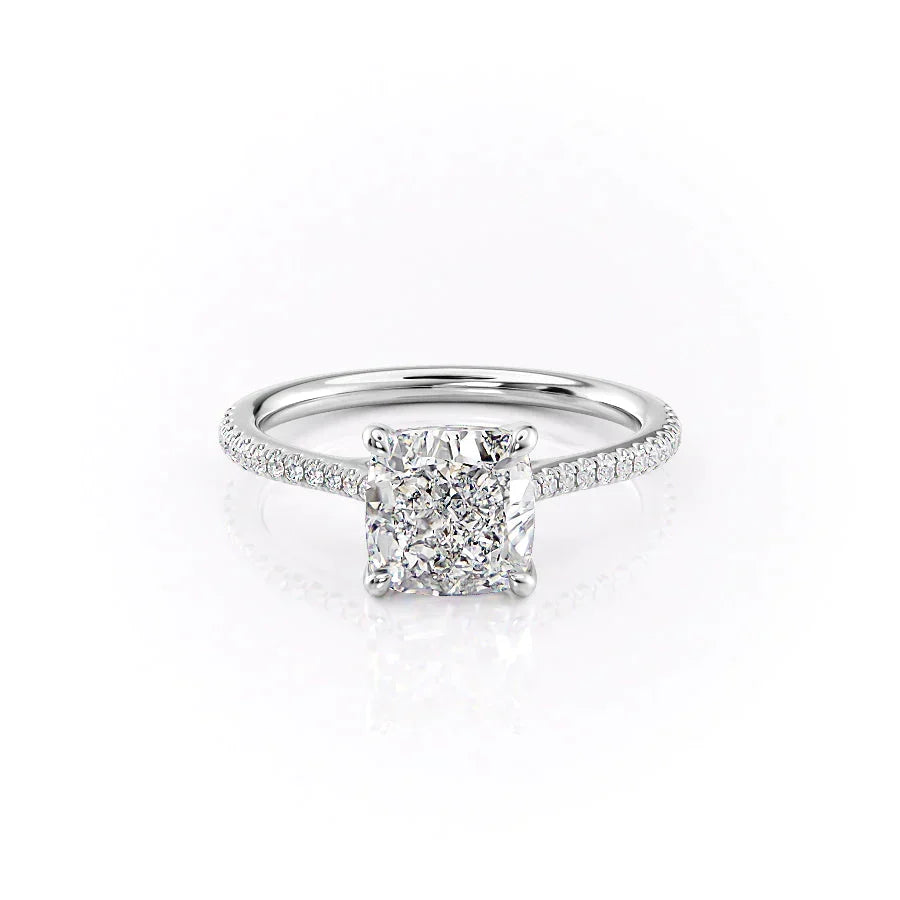 The Pave Lexie Set With A Cushion Moissanite