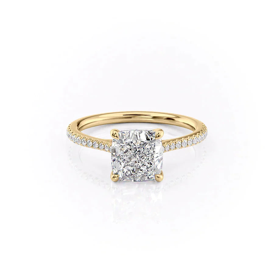 The Pave Lexie Set With A 3 Carat Cushion Lab Diamond