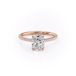 The Pave Lexie Set With A 2.5 Carat Elongated Cushion Lab Diamond