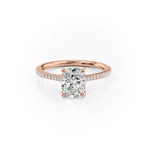 The Pave Lexie Set With A Elongated Cushion Moissanite