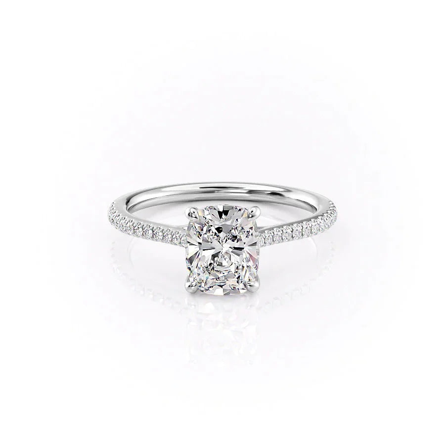 The Pave Lexie Set With A 1.5 Carat Elongated Cushion Lab Diamond