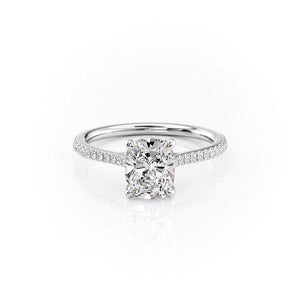 The Pave Lexie Set With A 1.5 Carat Elongated Cushion Moissanite
