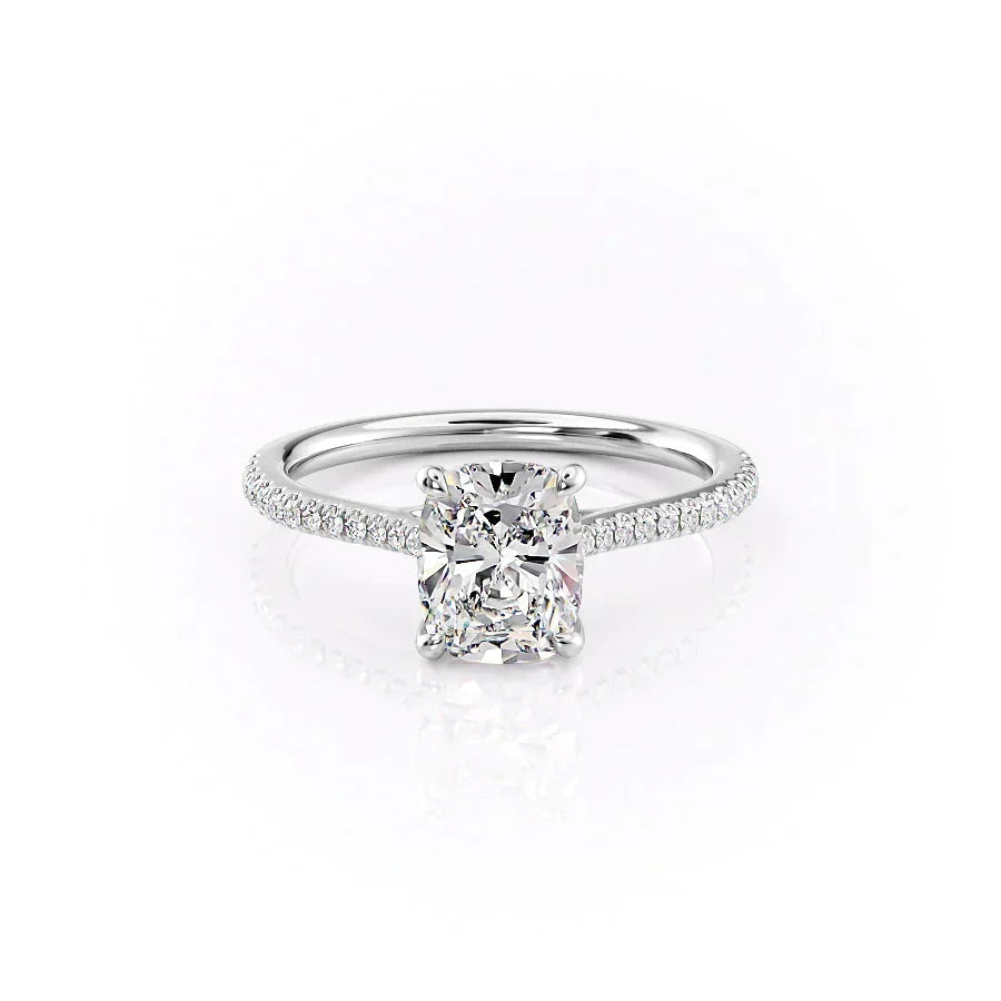 The Pave Lexie Set With A Elongated Cushion Moissanite