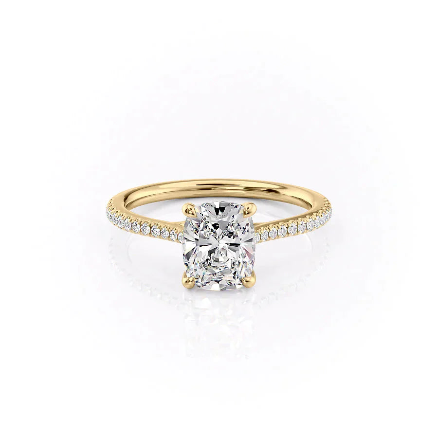 The Pave Lexie Set With A 3.5 Carat Elongated Cushion Moissanite