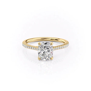 The Pave Lexie Set With A 3.5 Carat Elongated Cushion Moissanite