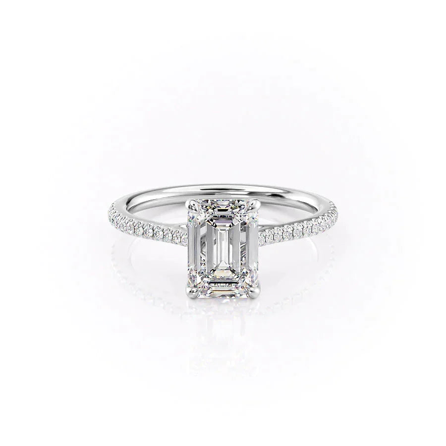 The Pave Lexie Set With A Emerald Moissanite