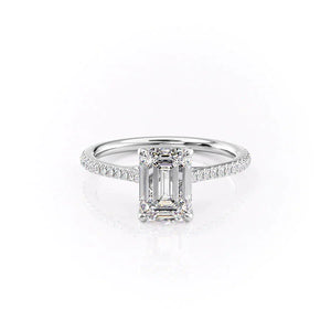 The Pave Lexie Set With A 4.5 Carat Emerald Moissanite