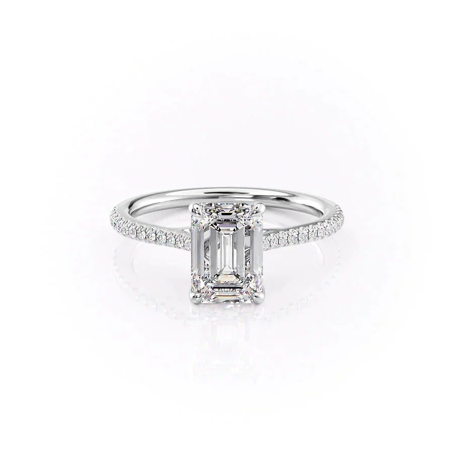 The Pave Lexie Set With A 2.5 Carat Emerald Moissanite