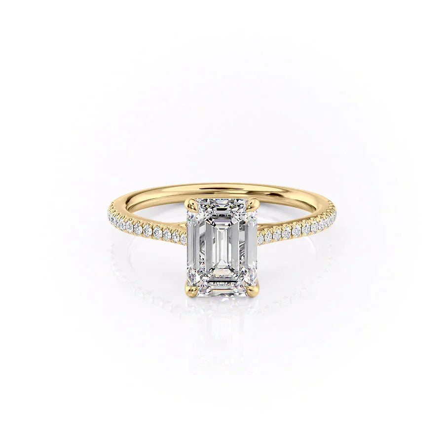The Pave Lexie Set With A 3 Carat Emerald Lab Diamond