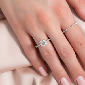 The Pave Lexie Set With A 2 Carat Cushion Lab Diamond
