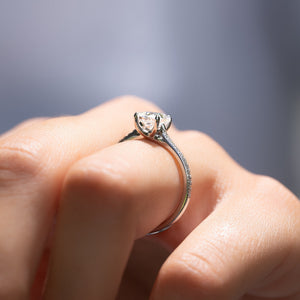 The Pave Lexie Set With A 3 Carat Elongated Cushion Lab Diamond