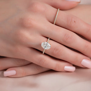 The Pave Lexie Set With A 2 Carat Oval Lab Diamond
