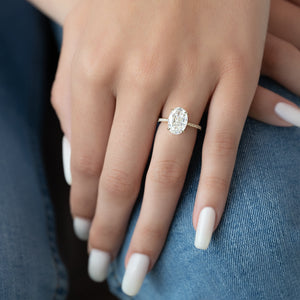The Pave Lexie Set With A 2 Carat Oval Lab Diamond