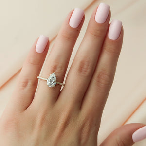The Pave Lexie Set With A 2 Carat Pear Lab Diamond