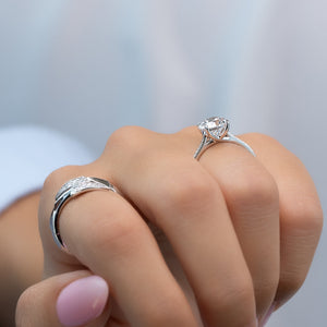 The Pave Lexie Set With A 1 Carat Round Lab Diamond