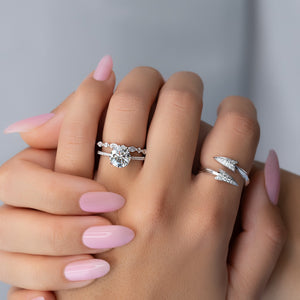 The Pave Lexie Set With A 1 Carat Round Lab Diamond