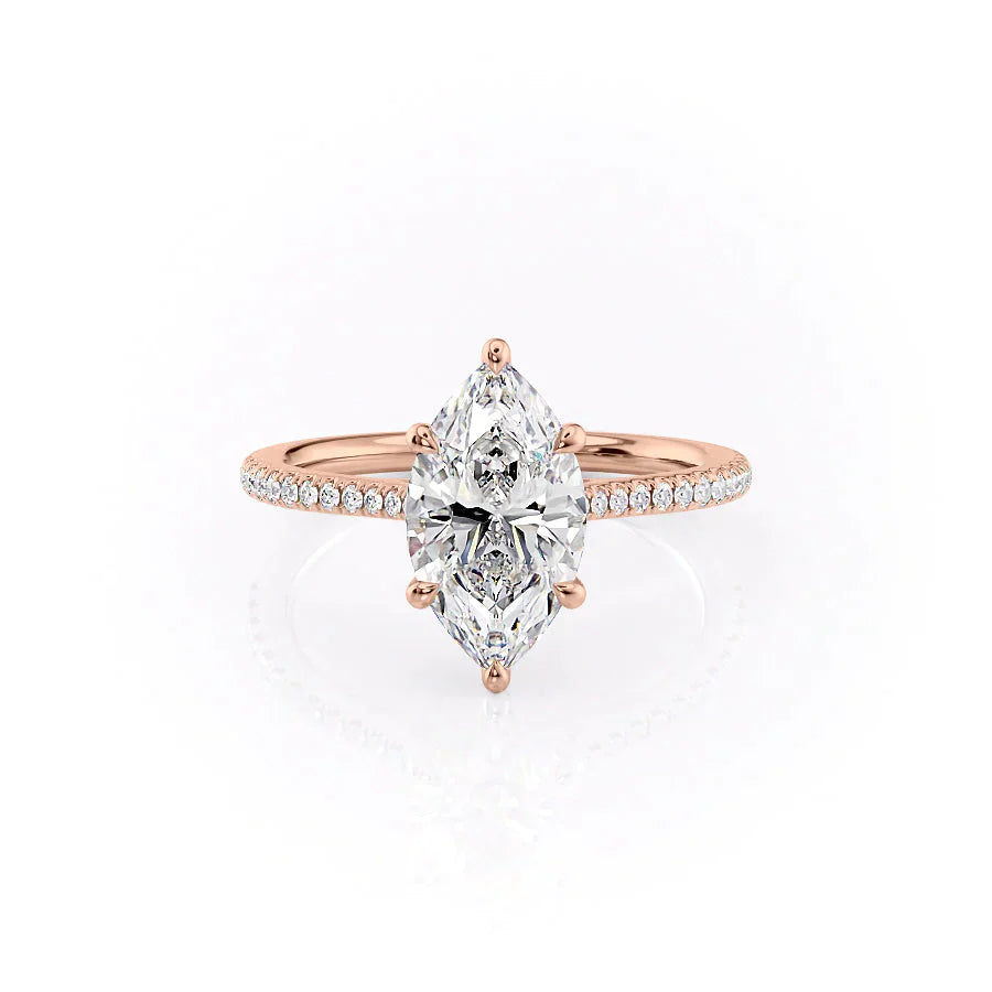 The Pave Lexie Set With A 1.5 Carat Marquise Lab Diamond