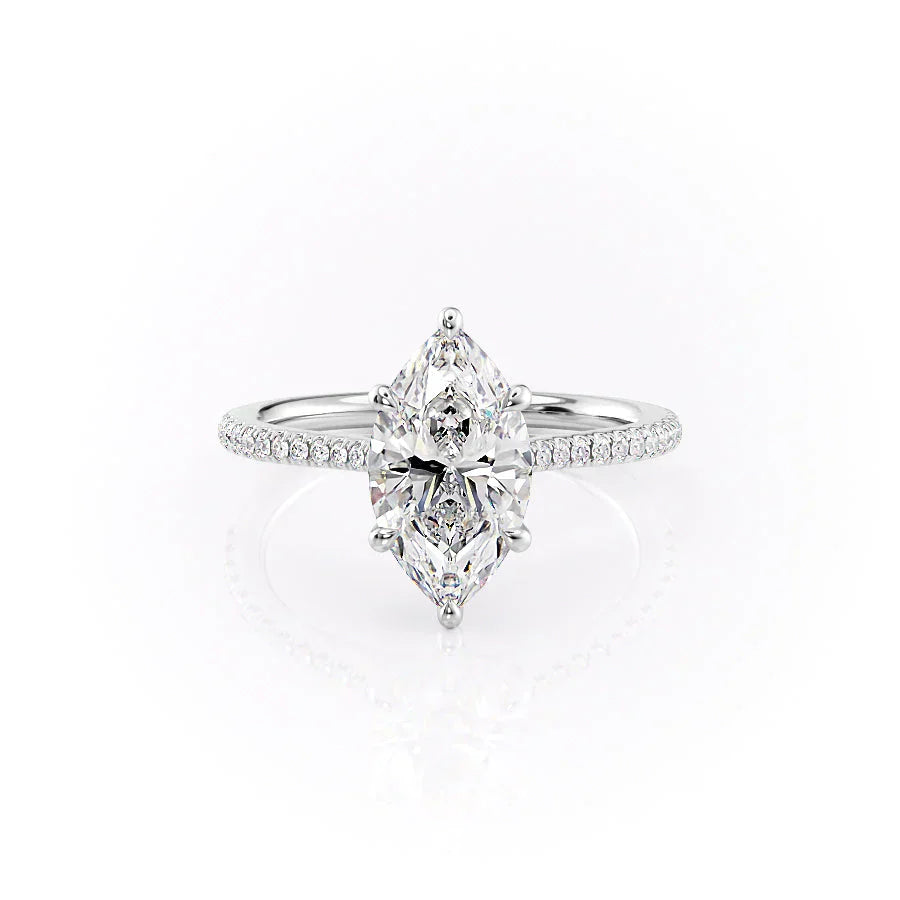 The Pave Lexie Set With A 3.5 Carat Marquise Moissanite
