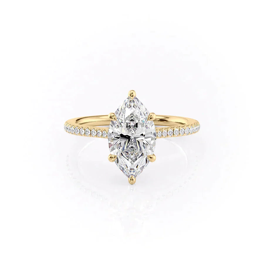 The Pave Lexie Set With A 2.5 Carat Marquise Lab Diamond