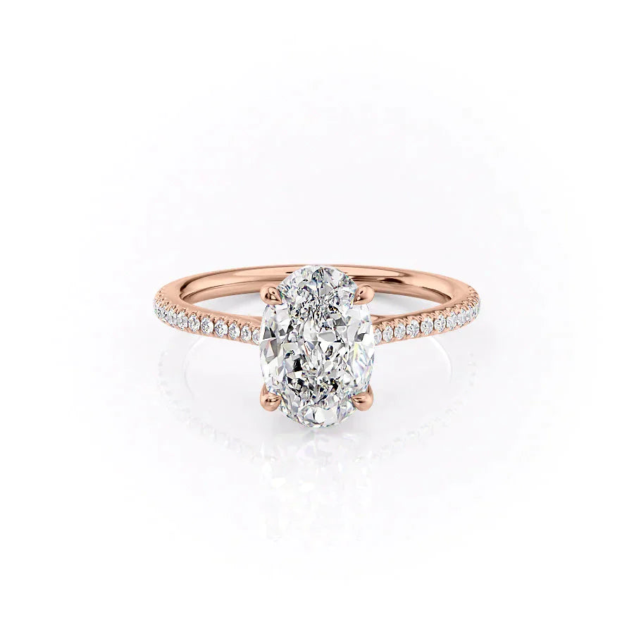 The Pave Lexie Set With A 1.5 Carat Oval Moissanite