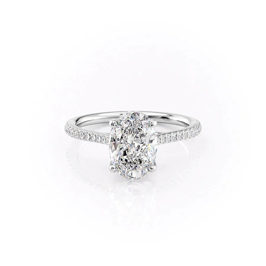 The Pave Lexie Set With A 4.5 Carat Oval Moissanite